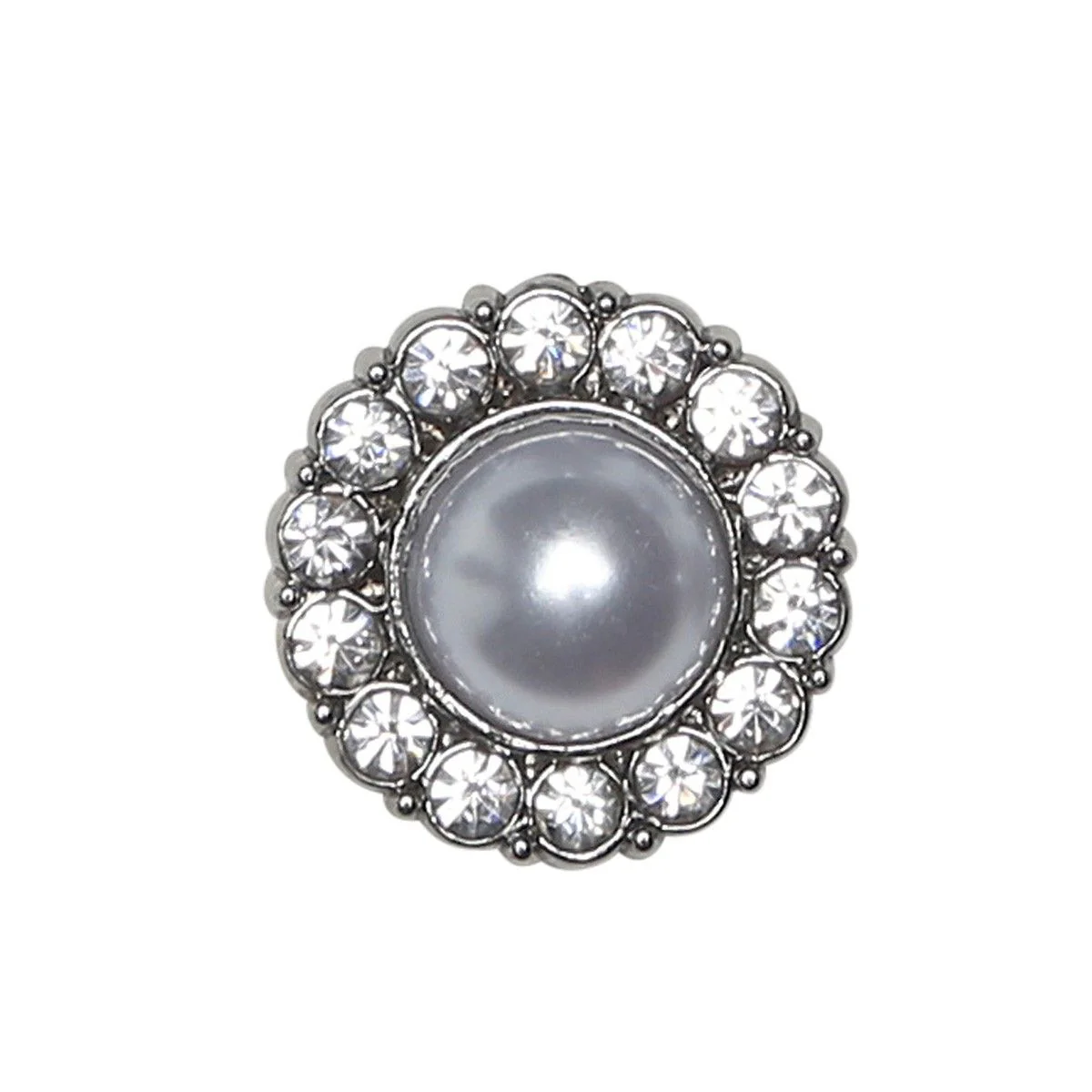 Pearl Buttons w. Stones - Silver - Multiple Sizes - Image 2