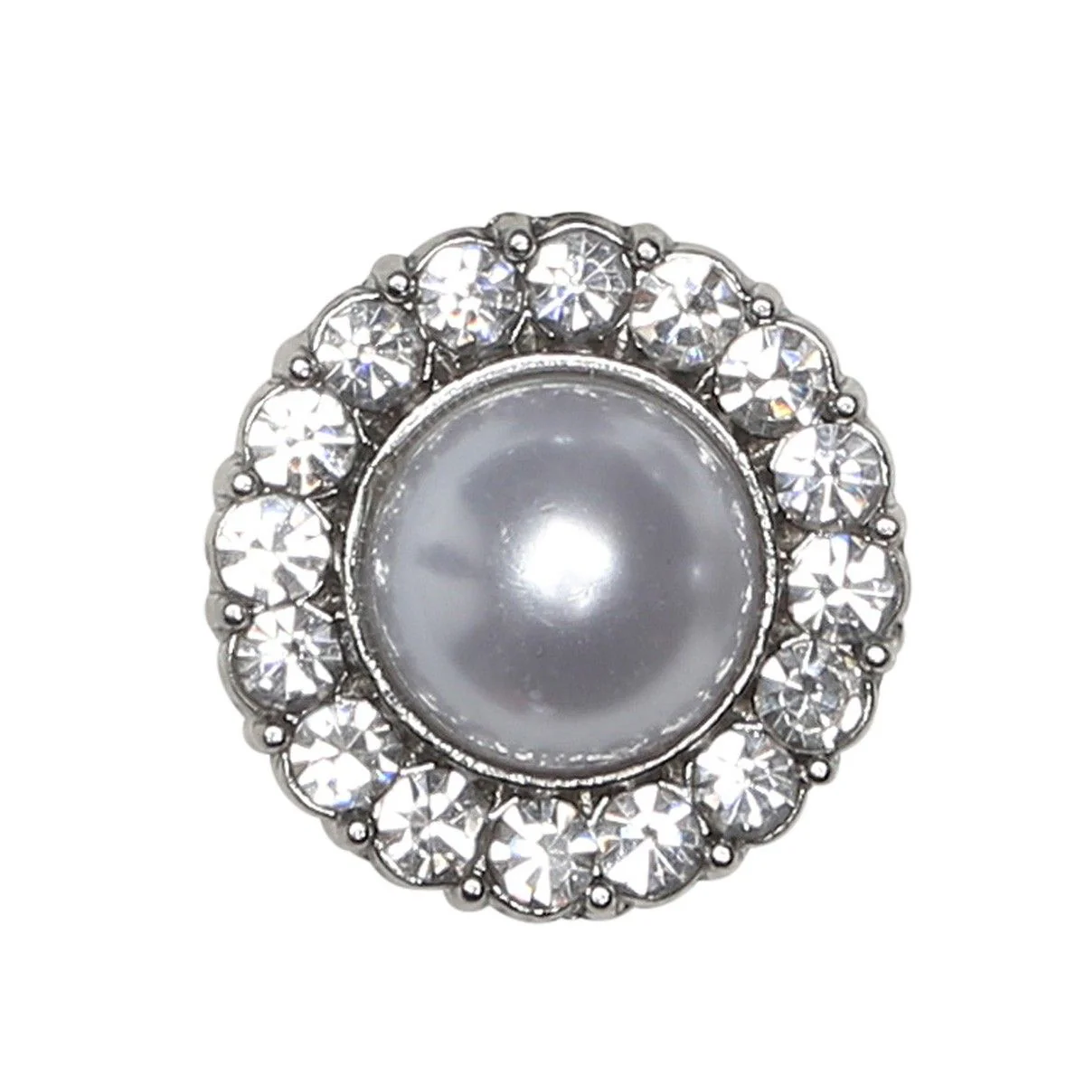 Pearl Buttons w. Stones - Silver - Multiple Sizes - Image 3