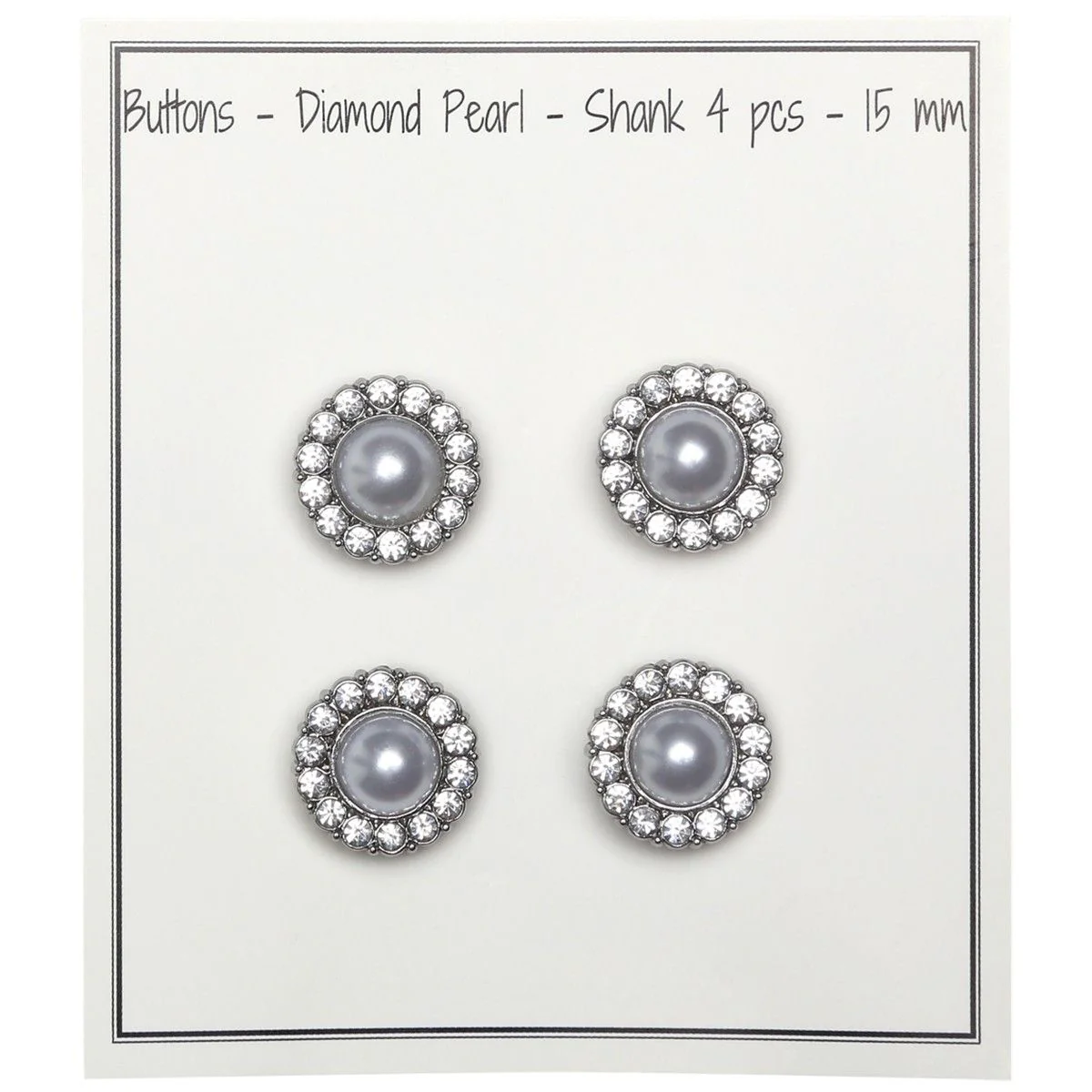 Pearl Buttons w. Stones - Silver - Multiple Sizes - Image 4
