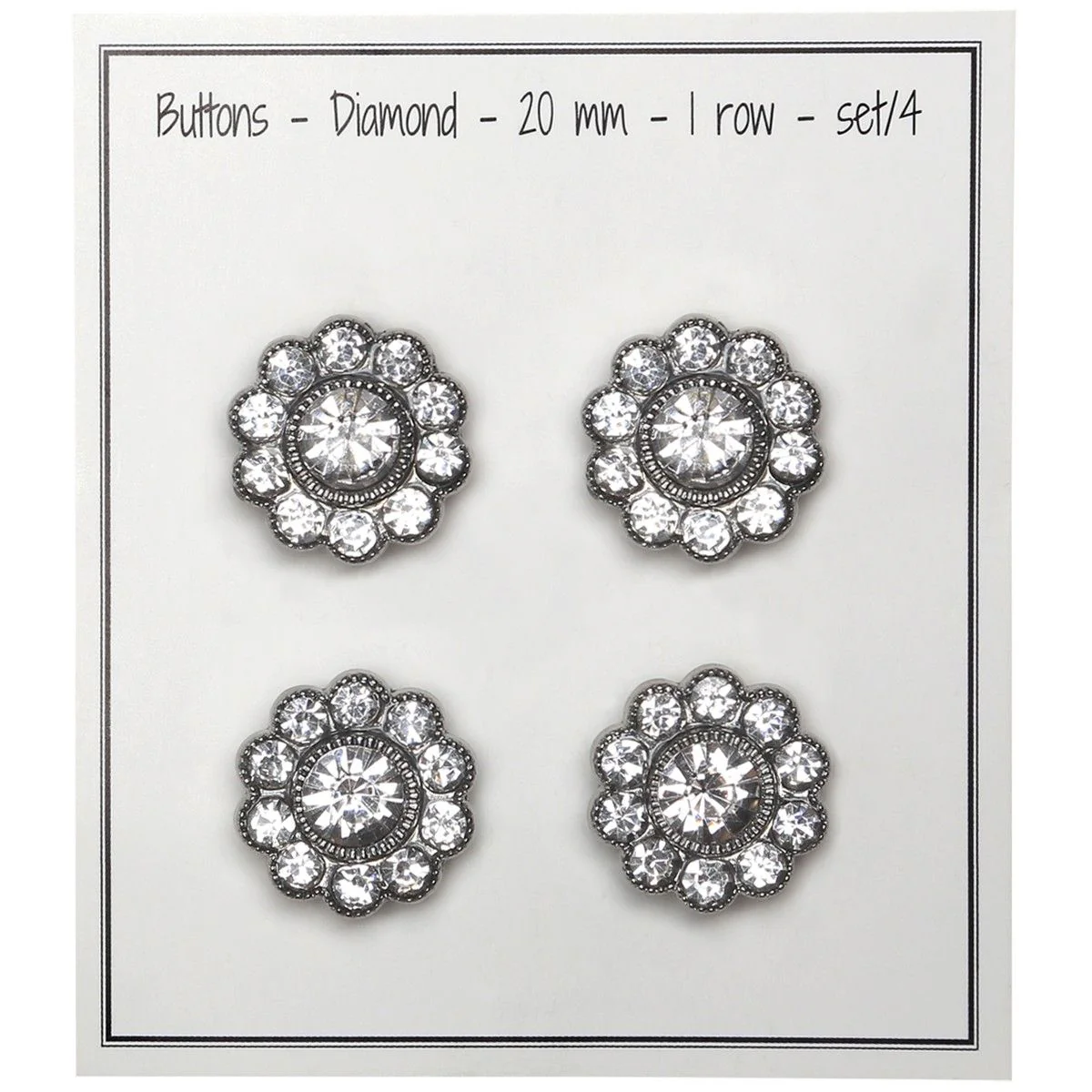 Bling Buttons - Large Stones - Silver - 4 pcs. - Image 3