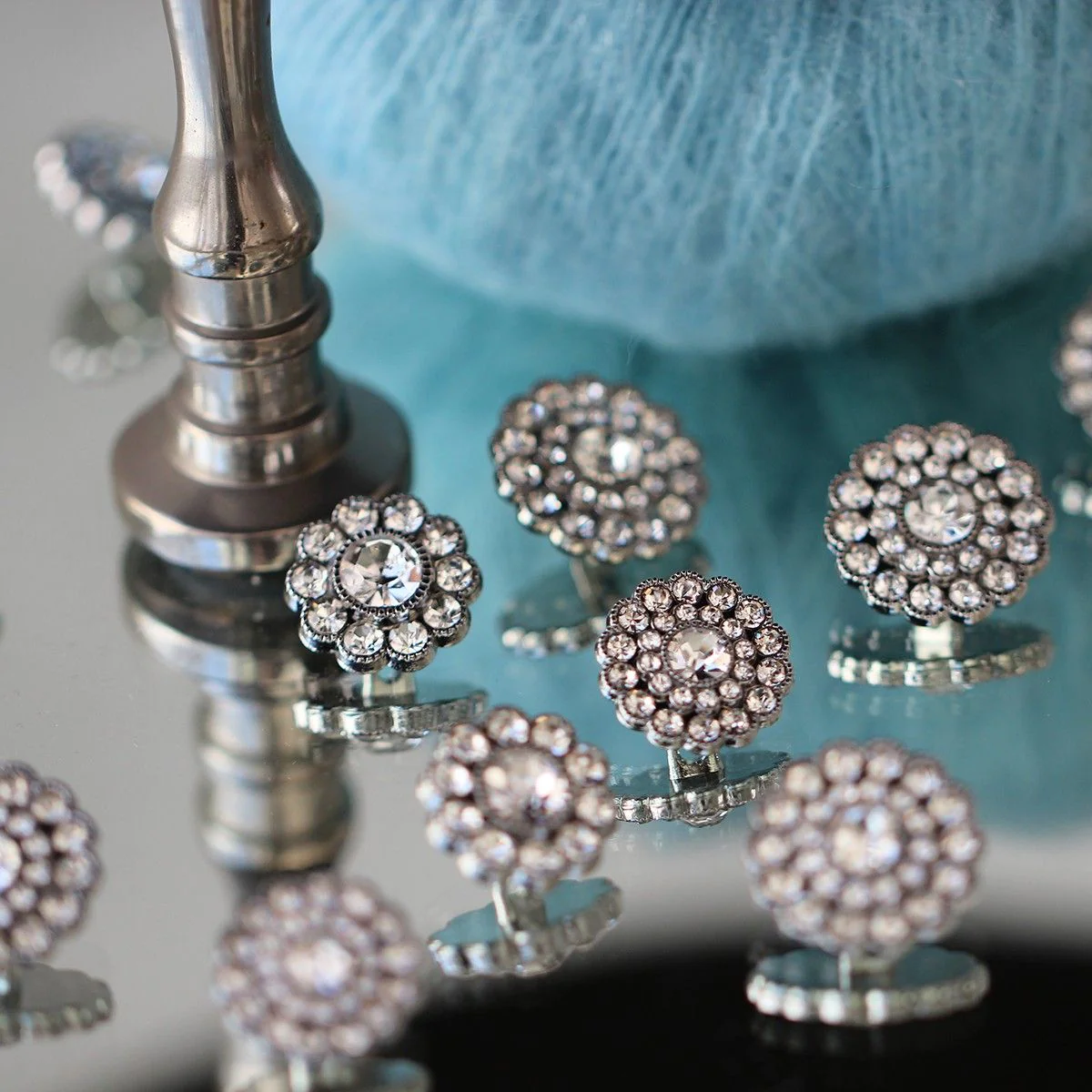 Bling Buttons - Large Stones - Silver - 4 pcs. - Image 4